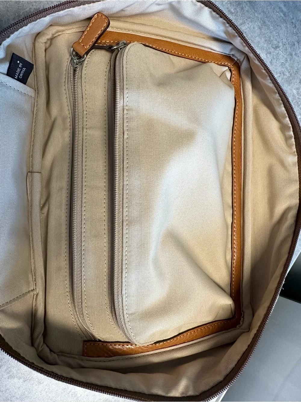 Coach Brown Signature Canvas Travel Make Up Cosmetic Case with Cream Trim